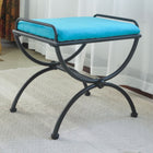 International Caravan Iron Upholstered Vanity Stool - Aqua Blue - Stools
