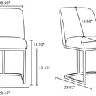 Manhattan Comfort Modern Serena 8 Piece Dining Set Upholstered in Leatherette with Steel Legs in Light Grey