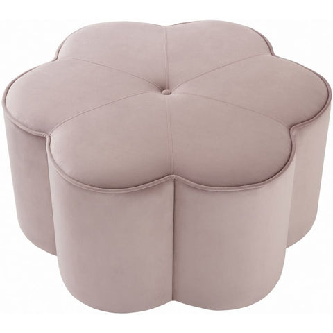 Meridian Furniture Daisy Velvet Ottoman - Pink - Ottomans