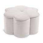 Meridian Furniture Daisy Velvet Ottoman - Cream - Ottomans