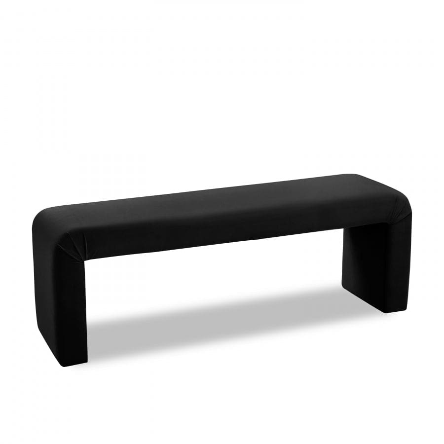 Meridian Furniture Minimalist Velvet Bench - Black - Benches