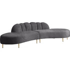 Meridian Furniture Divine Velvet 2pc. Sectional - Grey - Sofas