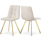 Meridian Furniture Annie Velvet Dining Chair - Gold - Cream - Dining Chairs