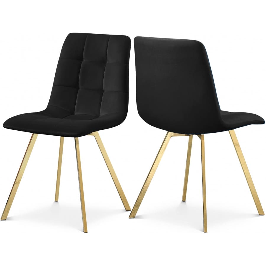 Meridian Furniture Annie Velvet Dining Chair - Gold - Black - Dining Chairs