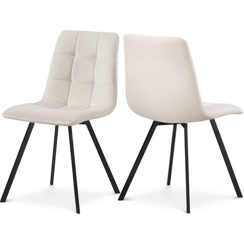 Meridian Furniture Annie Velvet Dining Chair - Black - Cream - Dining Chairs