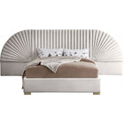 Meridian Furniture Cleo Velvet Queen Bed - Cream - Bedroom Beds