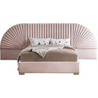 Meridian Furniture Cleo Velvet King Bed - Pink - Bedroom Beds