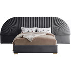 Meridian Furniture Cleo Velvet Queen Bed - Grey - Bedroom Beds