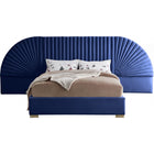 Meridian Furniture Cleo Velvet Queen Bed - Navy - Bedroom Beds