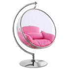Meridian Furniture Luna Acrylic Swing Bubble Accent Chair - Chrome - Pink - Chairs