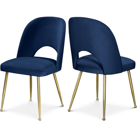Meridian Furniture Logan Velvet Dining Chair - Navy - Dining Chairs