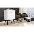 Manhattan Comfort Liberty Mid Century - Modern Nightstand 2.0 with 2 Full Extension Drawers - White - Other Tables