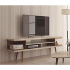 Manhattan Comfort Utopia 70.47 TV Stand with Splayed Wooden Legs and 4 Shelves - Off White and Maple Cream - TV Stands