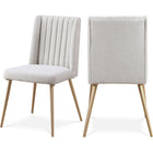 Meridian Furniture Eleanor Linen Textured Dining Chair - Cream - Dining Chairs