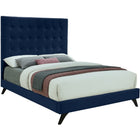 Meridian Furniture Elly Velvet Queen Bed - Navy - Bedroom Beds