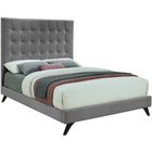 Meridian Furniture Elly Velvet King Bed - Grey - Bedroom Beds