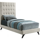 Meridian Furniture Elly Velvet Twin Bed - Cream - Bedroom Beds