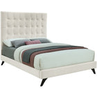 Meridian Furniture Elly Velvet Queen Bed - Cream - Bedroom Beds