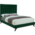 Meridian Furniture Elly Velvet Queen Bed - Green - Bedroom Beds