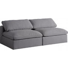 Meridian Furniture Serene Linen Deluxe Cloud Modular Down Filled Overstuffed 78 Armless Sofa - Grey - Sofas