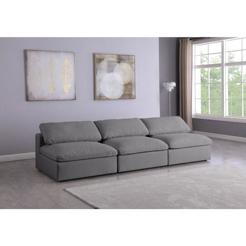 Meridian Furniture Serene Linen Deluxe Cloud Modular Down Filled Overstuffed 117 Armless Sofa - Grey - Sofas