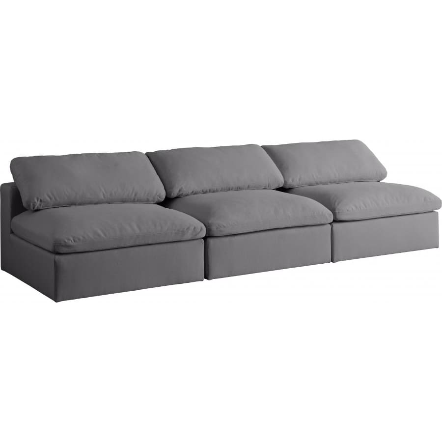 Meridian Furniture Serene Linen Deluxe Cloud Modular Down Filled Overstuffed 117 Armless Sofa - Grey - Sofas