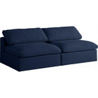 Meridian Furniture Serene Linen Deluxe Cloud Modular Down Filled Overstuffed 78 Armless Sofa - Navy - Sofas