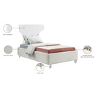 Meridian Furniture Ghost Velvet Twin Bed - Bedroom Beds