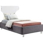 Meridian Furniture Ghost Velvet Twin Bed - Grey - Bedroom Beds