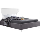 Meridian Furniture Ghost Velvet Full Bed - Grey - Bedroom Beds