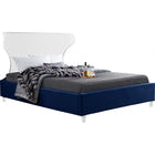 Meridian Furniture Ghost Velvet Queen Bed - Navy - Bedroom Beds