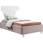 Meridian Furniture Ghost Velvet Twin Bed - Pink - Bedroom Beds