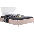 Meridian Furniture Ghost Velvet Queen Bed - Pink - Bedroom Beds
