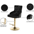 Meridian Furniture Claude Velvet Adjustable Bar | Counter Stool - Gold - Stools