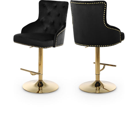 Meridian Furniture Claude Velvet Adjustable Bar | Counter Stool - Gold - Black - Stools