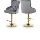 Meridian Furniture Claude Velvet Adjustable Bar | Counter Stool - Gold - Grey - Stools