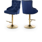 Meridian Furniture Claude Velvet Adjustable Bar | Counter Stool - Gold - Navy - Stools