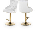 Meridian Furniture Claude Velvet Adjustable Bar | Counter Stool - Gold - White - Stools