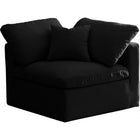 Meridian Furniture Plush Velvet Standard Cloud Modular Down Filled Overstuffed Corner Chair - Black - Chairs