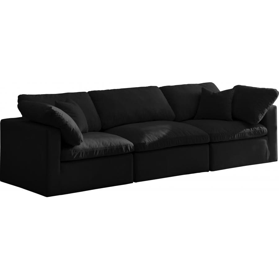 Meridian Furniture Plush Velvet Standard Cloud Modular Down Filled Overstuffed 105 Sofa - Black - Sofas
