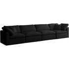 Meridian Furniture Plush Velvet Standard Cloud Modular Down Filled Overstuffed 140 Sofa - Black - Sofas