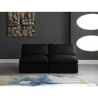 Meridian Furniture Plush Velvet Standard Cloud Modular Down Filled Overstuffed 70 Armless Sofa - Sofas