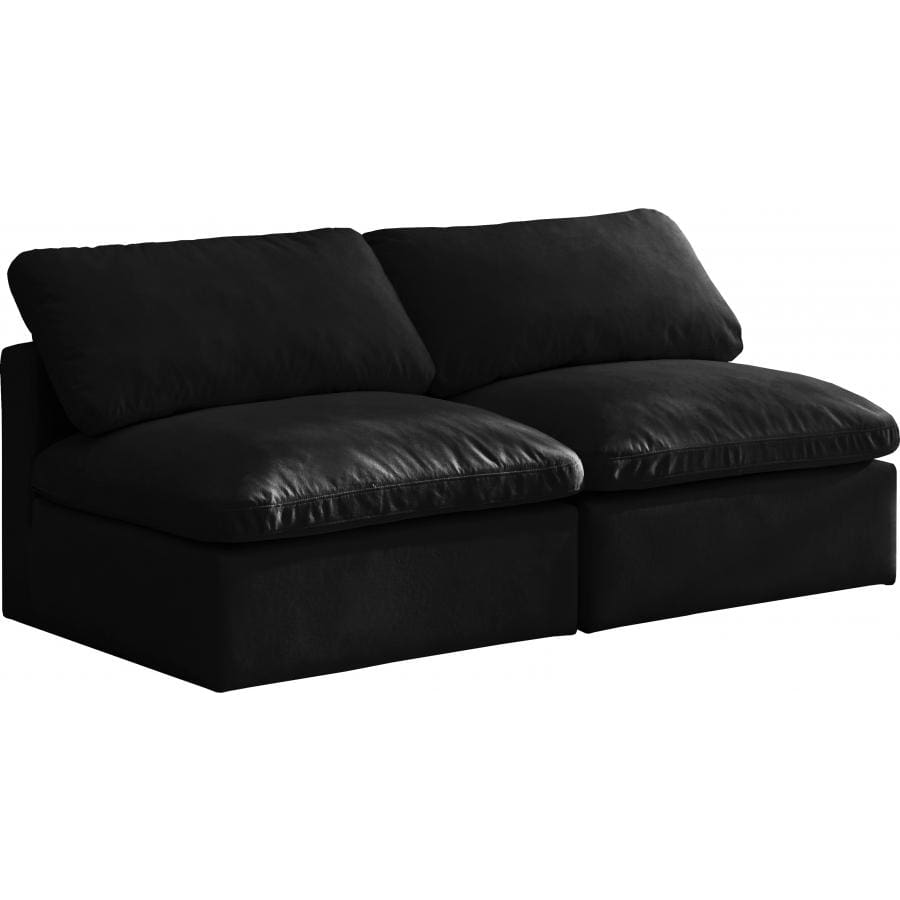 Meridian Furniture Plush Velvet Standard Cloud Modular Down Filled Overstuffed 70 Armless Sofa - Sofas