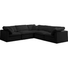 Meridian Furniture Plush Velvet Standard Cloud Modular Down Filled Overstuffed Reversible Sectional 5C - Black - Living Room Furniture