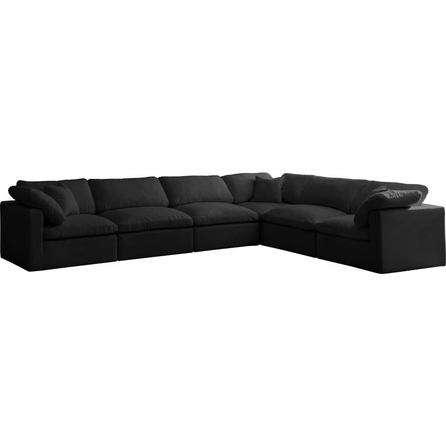 Meridian Furniture Plush Velvet Standard Cloud Modular Down Filled Overstuffed Reversible Sectional 6A - Black - Living Room Furniture