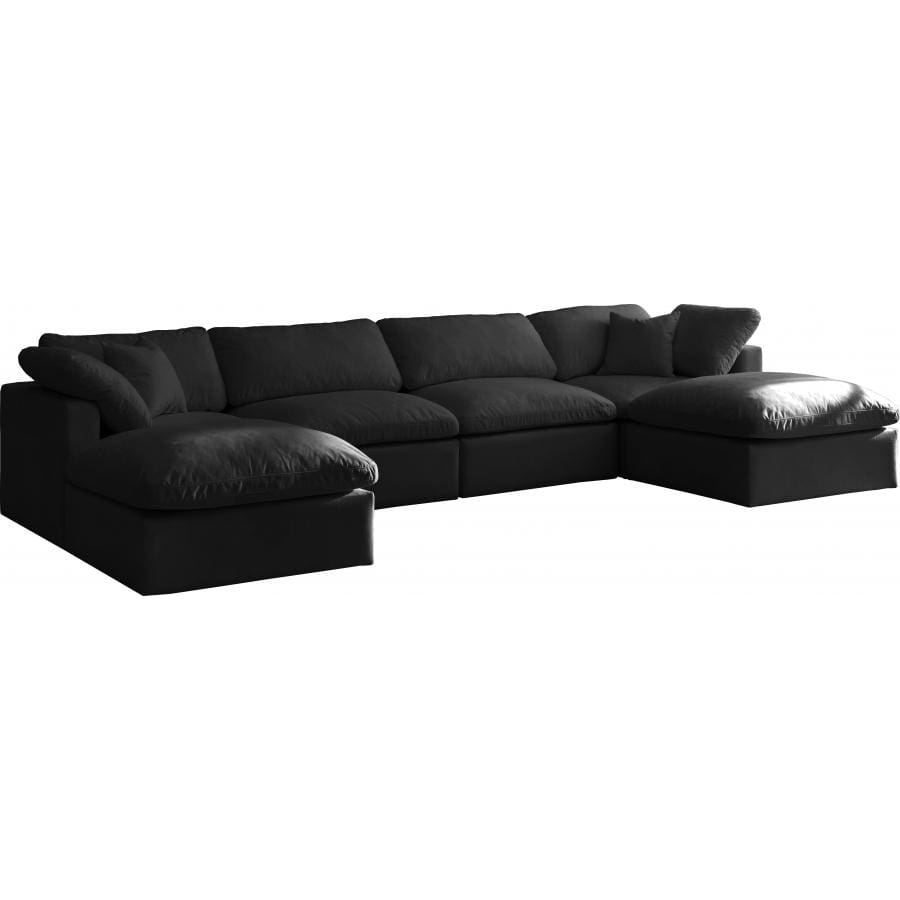 Meridian Furniture Plush Velvet Standard Cloud Modular Down Filled Overstuffed Reversible Sectional 6B - Black - Living Room Furniture