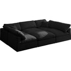 Meridian Furniture Plush Velvet Standard Cloud Modular Down Filled Overstuffed Reversible Sectional 6C - Black - Living Room Furniture