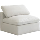 Meridian Furniture Plush Velvet Standard Cloud Modular Down Filled Overstuffed Armless Chair - Cream - Chairs