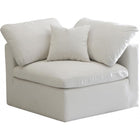 Meridian Furniture Plush Velvet Standard Cloud Modular Down Filled Overstuffed Corner Chair - Cream - Chairs