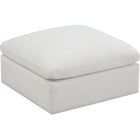 Meridian Furniture Plush Velvet Standard Cloud Modular Down Filled Overstuffed Ottoman - Cream - Ottomans